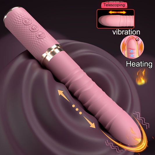 Pink Dual Motor Realistic Thrusting Dildo Vibrator With Heating. Sex Toys Vibrator Clitoral Stimulator For Anal Stimulation. 10 Mode Adult Telescopic Vibration Sex Toys For Women Couples - buysextoyth