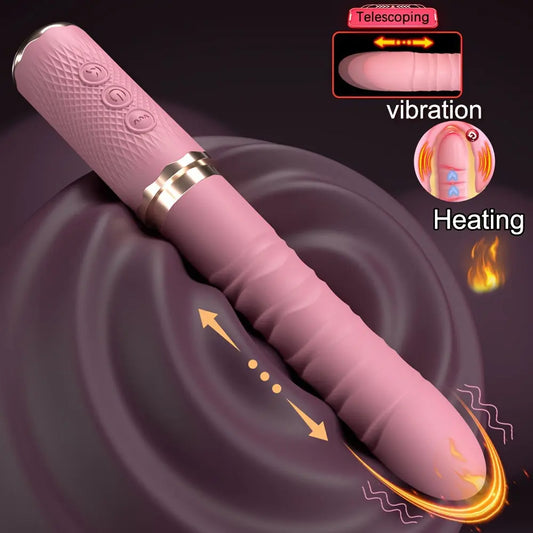 Pink Dual Motor Realistic Thrusting Dildo Vibrator With Heating. Sex Toys Vibrator Clitoral Stimulator For Anal Stimulation. 10 Mode Adult Telescopic Vibration Sex Toys For Women Couples - buysextoyth