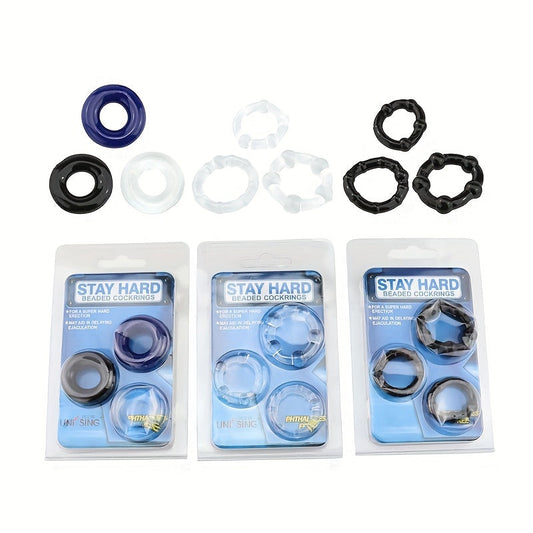 3 PCS Male Penis Cock Ring - Delay Ejaculation Scrotum Binding Ball Stretcher Penis. Enlargement Silicone Cock Ring Sex Toy For Men - Waterproof. Non-Killing Sperm. No Battery Required - buysextoyth