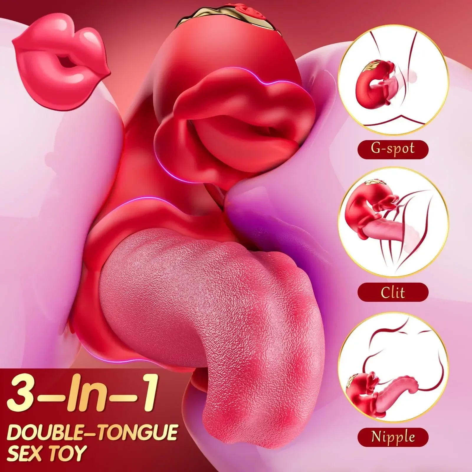 4 in 1 Tongue Swing Thrusting Vibrators Dildo Rose G Spot Clitoral Stimulator Vibrator Adult Sex Toys for Women Couples - buysextoyth