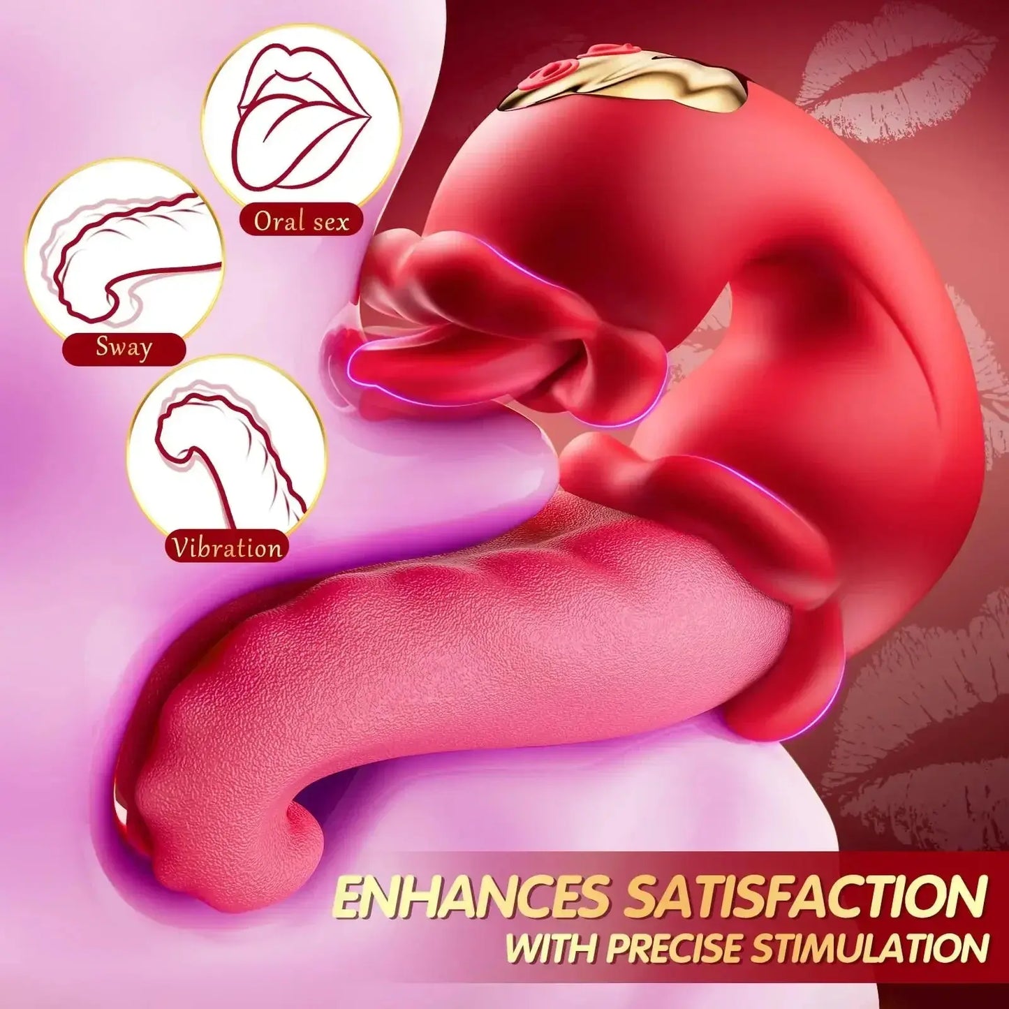 4 in 1 Tongue Swing Thrusting Vibrators Dildo Rose G Spot Clitoral Stimulator Vibrator Adult Sex Toys for Women Couples - buysextoyth