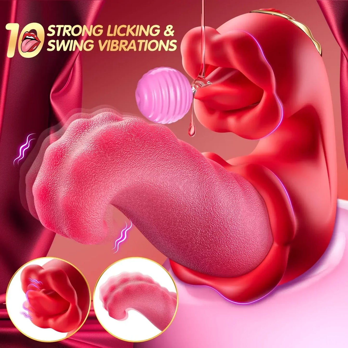4 in 1 Tongue Swing Thrusting Vibrators Dildo Rose G Spot Clitoral Stimulator Vibrator Adult Sex Toys for Women Couples - buysextoyth