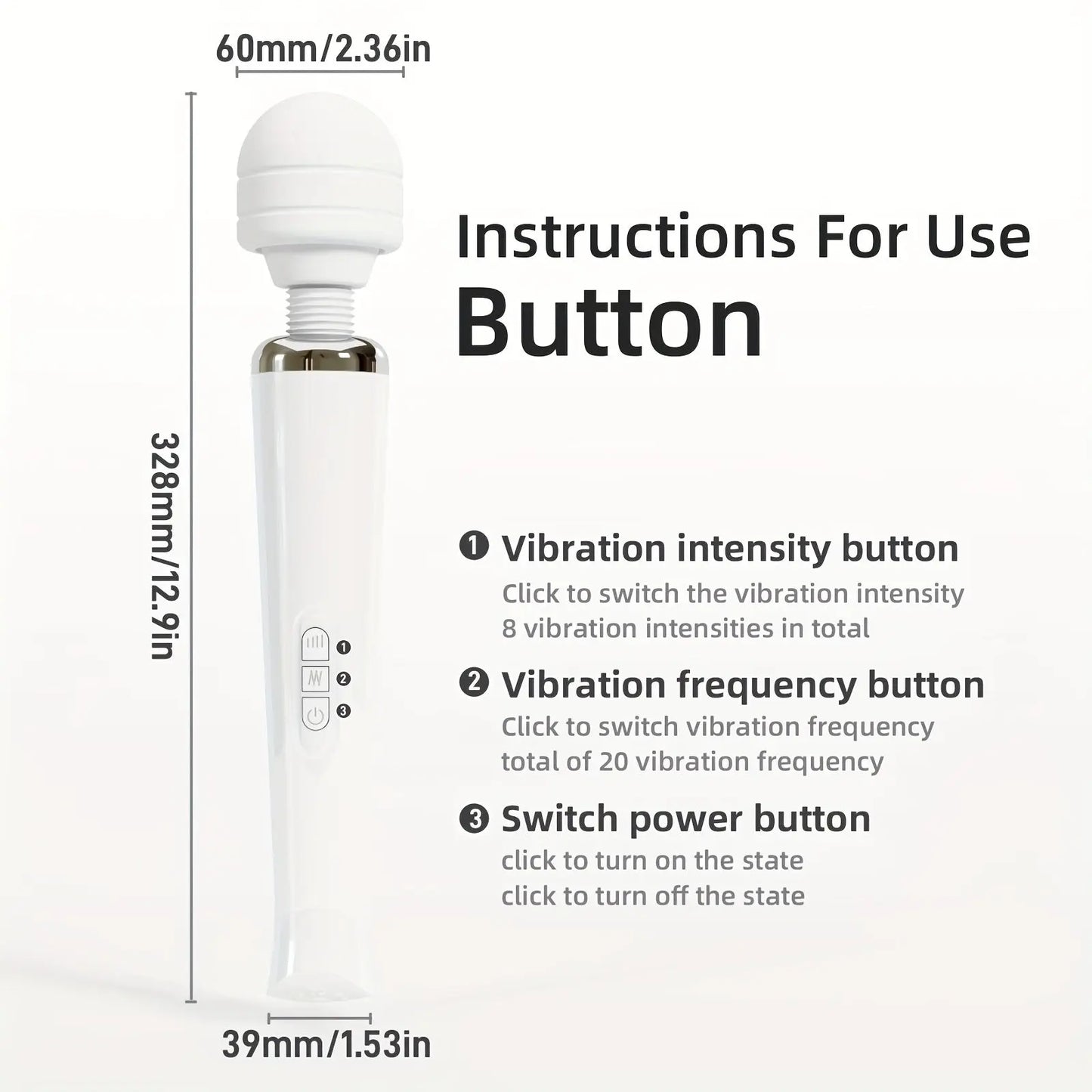 AV Vibrating Stick USB Rechargeable 20 Frequency Vibrating Massage Stick 12.9in Masturbation Stick Sex Toy For Men And Women - buysextoyth