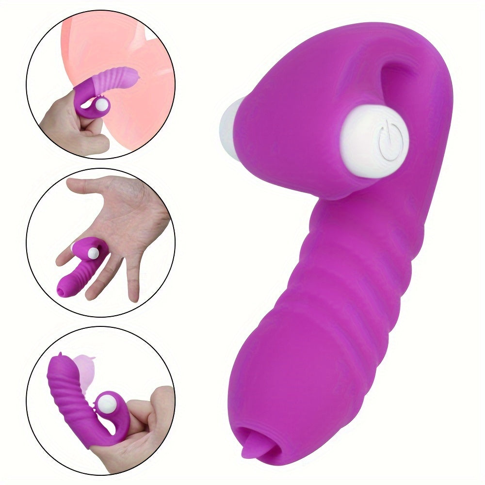 Sexy Skin-Like Licking Vibration Finger Toy with Battery (Included) - Men's Sensual Accessories - buysextoyth