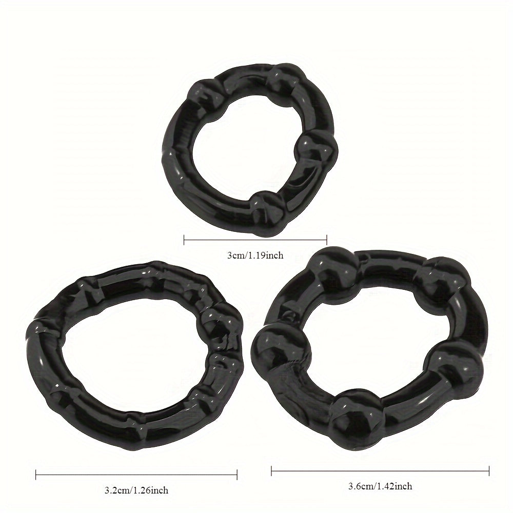 3 PCS Male Penis Cock Ring - Delay Ejaculation Scrotum Binding Ball Stretcher Penis. Enlargement Silicone Cock Ring Sex Toy For Men - Waterproof. Non-Killing Sperm. No Battery Required - buysextoyth