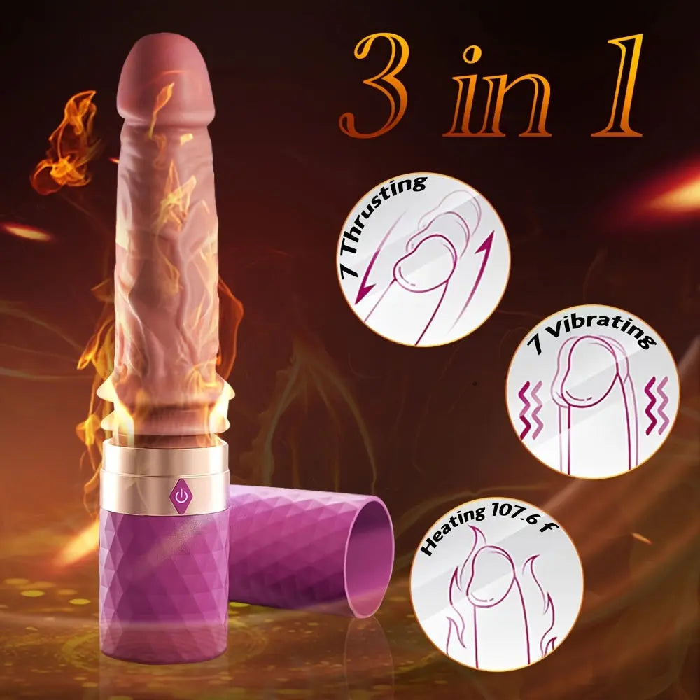 Female Ultra Realistic Dildo Vibrator Hand-held Fake Cock Telescopic Heating Strong Vibration AV Stick Massage Stick Device USB Charging Fake Sun Adult Sex Toys - buysextoyth