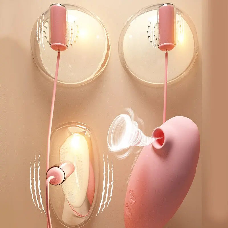 4in 1เครื่องสั่นหัวนมหน้าอกนวดหัวนมกระตุ้น Clitoris Sucker Famale Masturbator เลียเซ็กซ์ทอยผู้หญิง - buysextoyth
