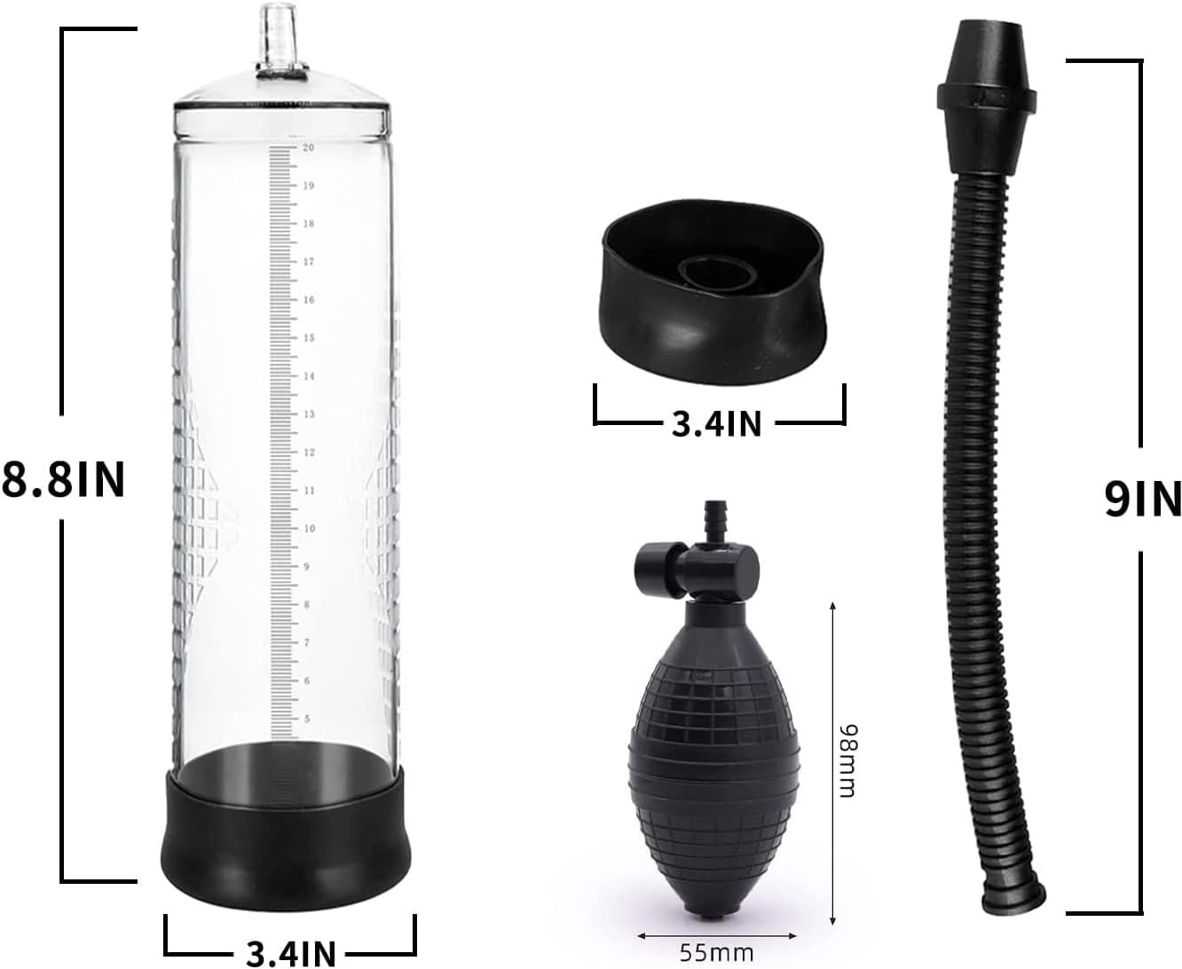 Men's Vacuum Pump Plus Pump Men's Enhanced Growth Pump 118511T Pen Cup Stable Professional Set Solid Vacuum Pump Home Performance Pump (Transparent/BB) - buysextoyth