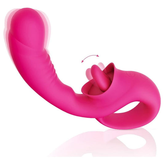 Clitoral G Spot Vibrator. Realistic Clitoralis Stimulator for Women with 10 Licking & Vibrating Modes. Strapless Strap-On Dildo for Multiple Stimulation. Adult Sex Toys - buysextoyth