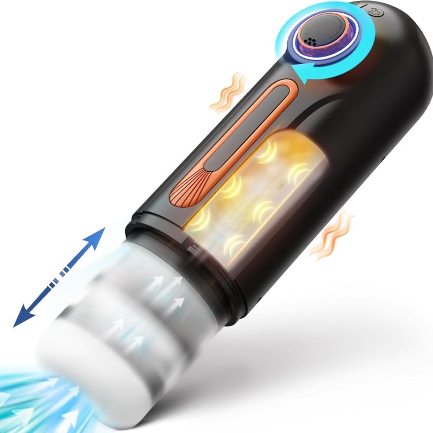 Ulovime Automatic Male Masturbator Cup with Thrusting & Sucking & Vibrating & Heating & Sexy Voice Male Stroker with 3D Realistic Textured Vagina for Penis Stimulation Adult Sex Toys for Men Pleasure - buysextoyth