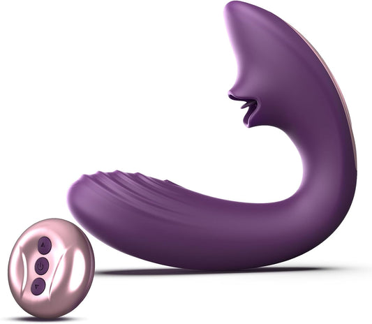 Tracy's Dog Clitoral Licking G Spot Vibrator. Tongue Adult Toys with Remote Control for Women Couple Play. Vibrating Sex Toy for Double Stimulation with 7 Licking & 10 Vibration Patterns. Purple - buysextoyth