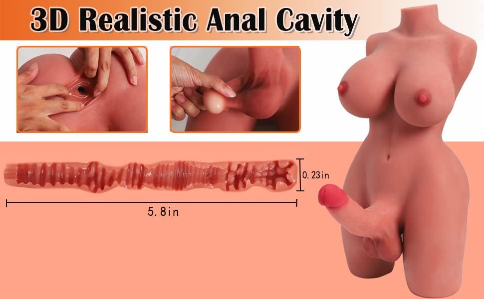 Sex Doll Shemale Torso with Realistic Dildo Breasts and Anal Sex. Transsexual Sex Doll Adult Love Doll for Men Women Couple Unisex Wheat - buysextoyth