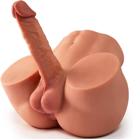 10.5 LB 2 in1 Torso Male Sex Doll with Realistic Dildo and Testis. Anal Male Masturbator with Tight Hole for Men Masturbation. Gohya Unisex Sex Toy for Couple Brown - buysextoyth