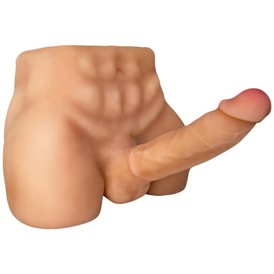 Men's Penis Torso Doll Female Sex Love Doll with Realistic Huge Dildo and Tight Anal for Women Masturbation Couple Sex Fun (11 x 8.2 x 4.7 Inches) - buysextoyth