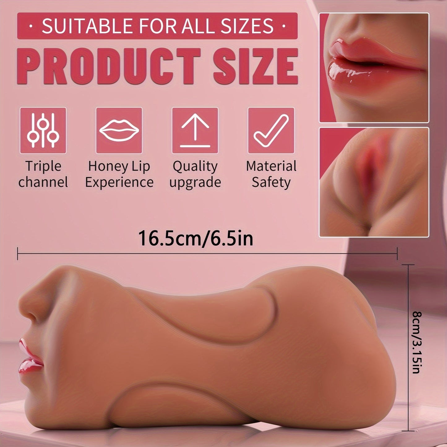 3-in-1 Realistic Male Masturbator - Oral. Vaginal & Anal Pocket Pussy Sex Toy for Men with 3D Textured Channels. Ultra-Soft TPE Material. Waterproof Adult Pleasure Accessory - buysextoyth