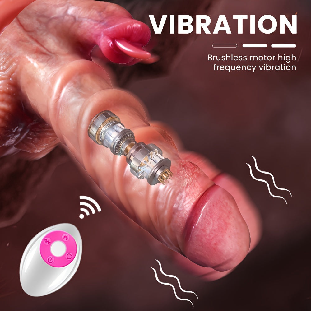 8 Inch Stretchable Vibration Sex Toy - 4-in-1 Realistic Female Anal Stimulator with 7 Stretching and 7 Vibration Modes. Wireless Remote Control. and Heating Functionality - buysextoyth