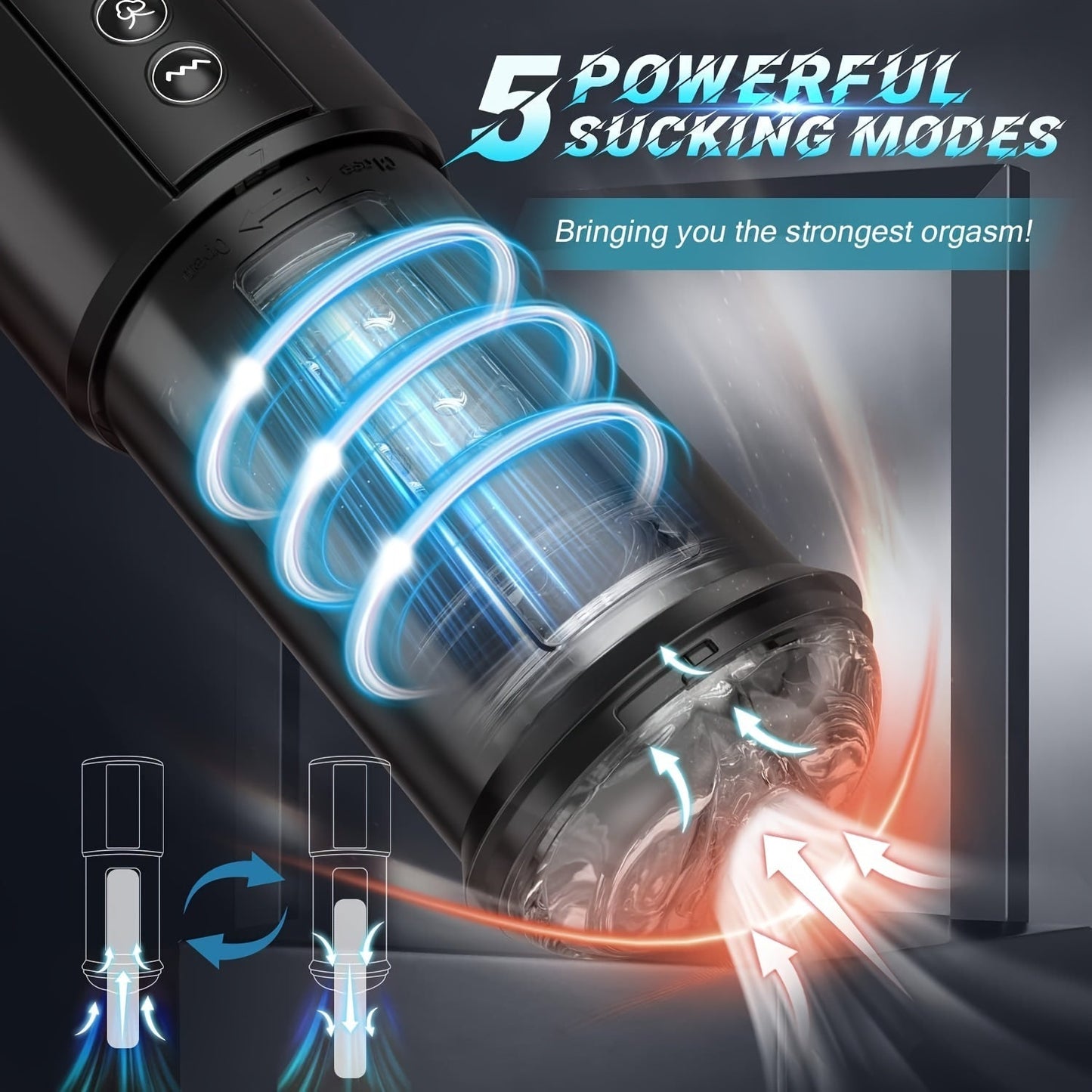 3 In 1 Automatic Male Masturbator Cup With Sucking & Vibrating & Thrusting Modes. Realistic Vagina Pocket Pussy Stroker With 3D Textured For Penis Stimulation. Adult Oral Sex Toys For Men Masturbation - buysextoyth