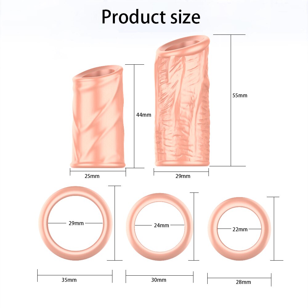 5PCS Foreskin Correction Penis Sleeve Cock Ring Glans Stimulate  Sex Toys for Men Delay Ejaculation Screw Shape Two Sizes - buysextoyth