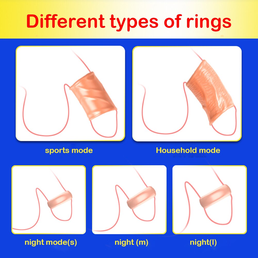 5PCS Foreskin Correction Penis Sleeve Cock Ring Glans Stimulate  Sex Toys for Men Delay Ejaculation Screw Shape Two Sizes - buysextoyth