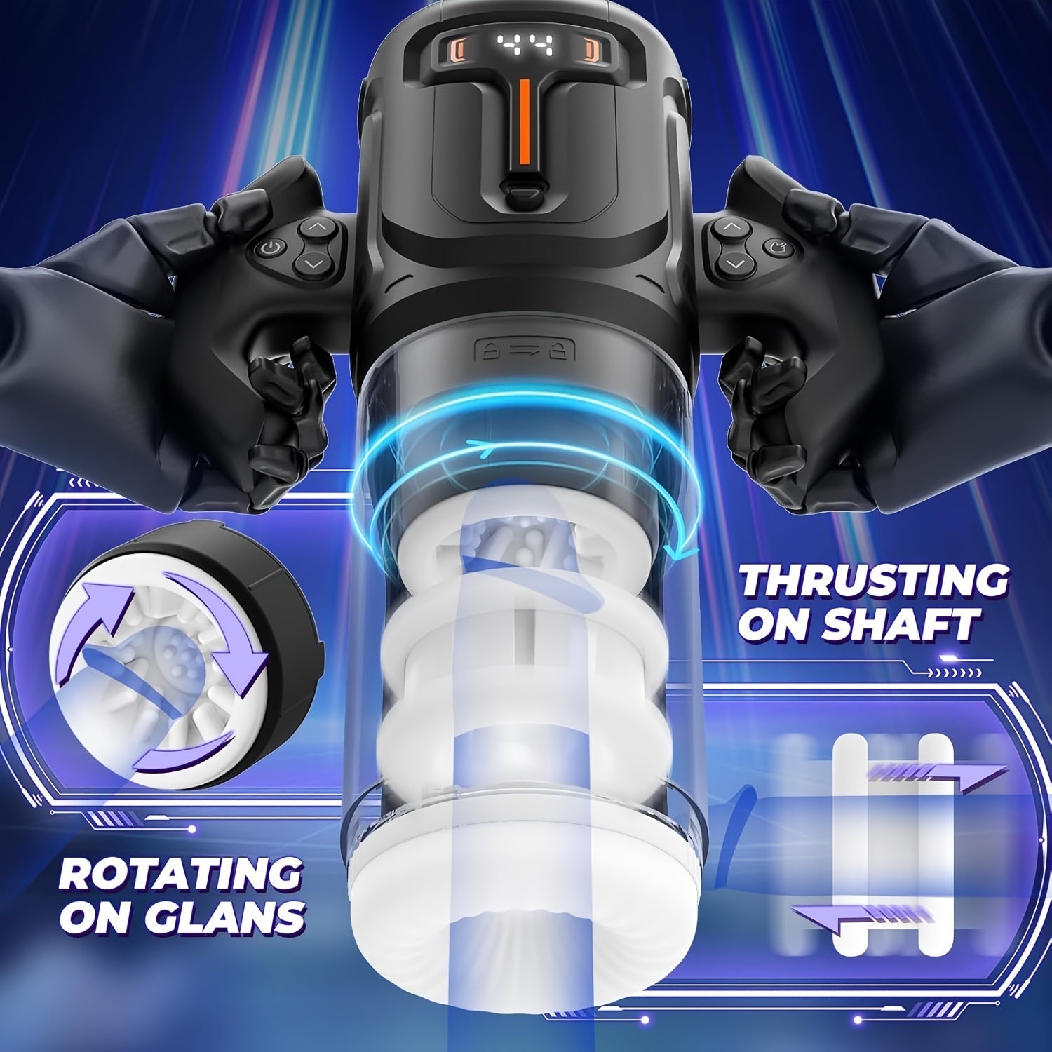 Automatic Male Masturbator Sex Toys. Unique Male Sex Toys With 4 Thrusting & Rotating Modes For 4 Speeds. Male Stroker With Handles & Digital Display & One-Click Burst For Men. Sergeant Major - buysextoyth
