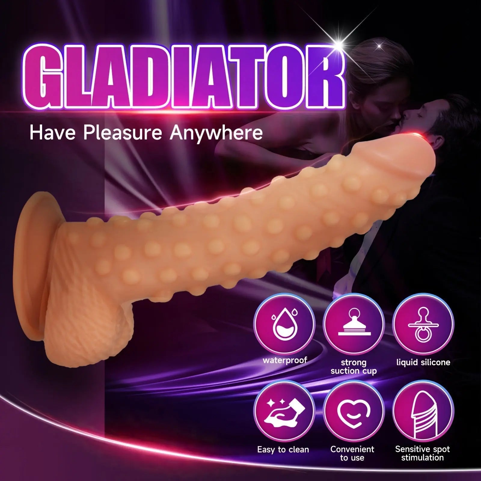 9.44 Realistic Dildo with Large Beads - Waterproof. Latex-Free. Suction Cup for Hands-Free Play. G-Spot & Anal Stimulation Sex Toy for Women and Couples - buysextoyth
