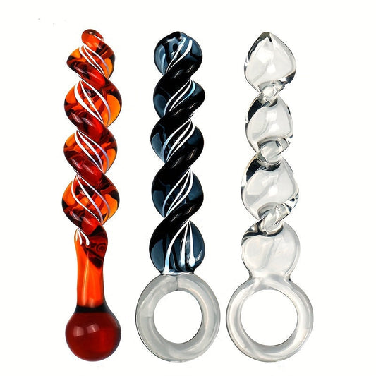 Glass Thread Rotation Anal Plug Dildo Crystal Butt Plug Adult Toys Sex Toys Anal Masturbation Prostate Massage for Couples Men - buysextoyth