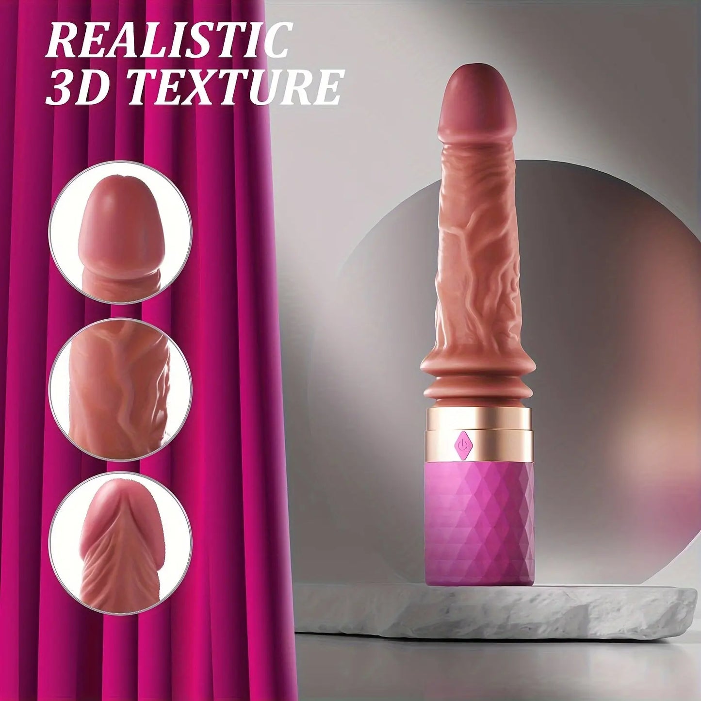 Female Ultra Realistic Dildo Vibrator Hand-held Fake Cock Telescopic Heating Strong Vibration AV Stick Massage Stick Device USB Charging Fake Sun Adult Sex Toys - buysextoyth