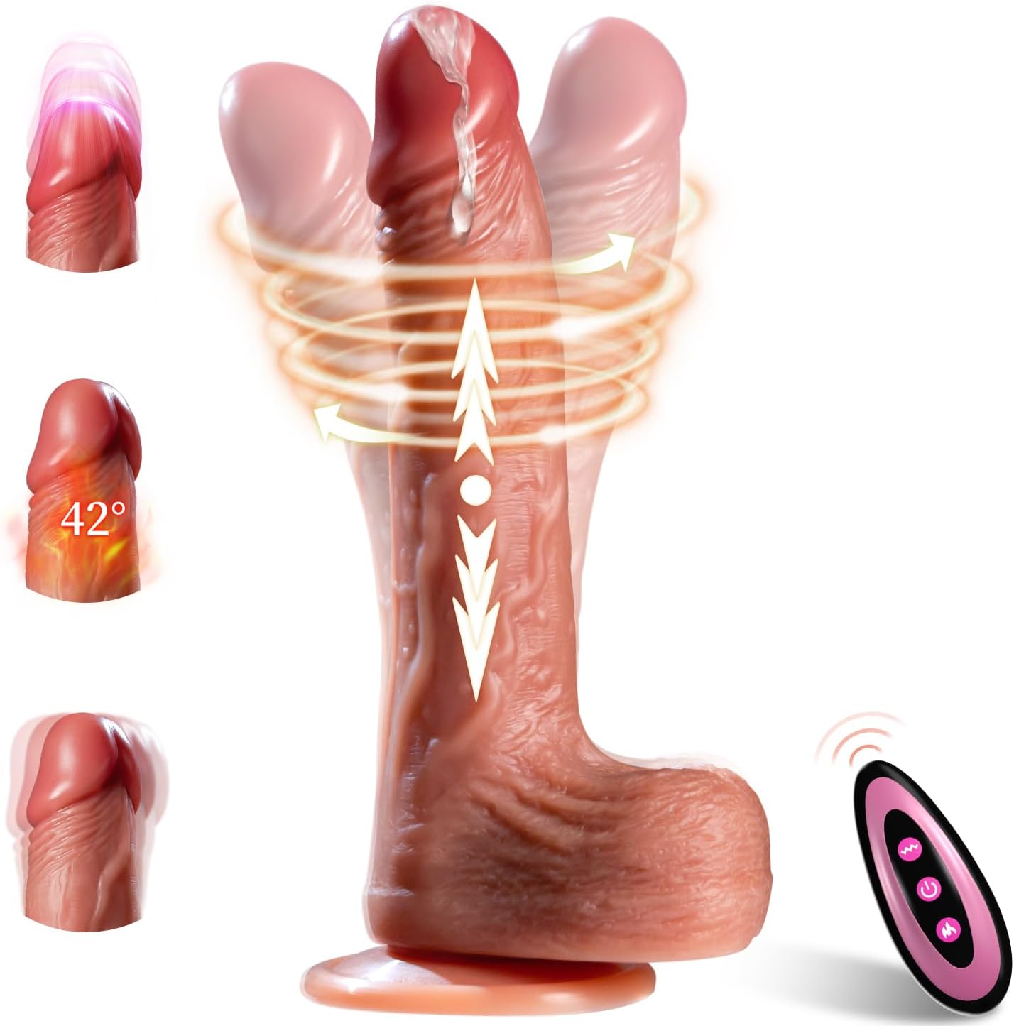 Realistic Dildo Vibrator APP Remote Control Adult Sex Toy Suction Cup 9 Vibrations 3 Thrusting Rotating Swing Heating Modes for 18+ Women - buysextoyth