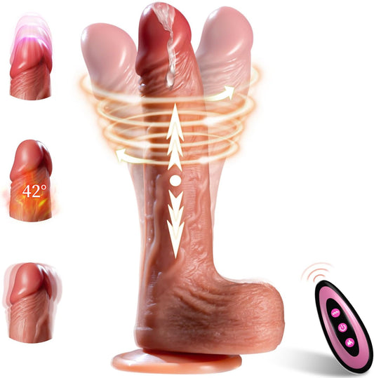 Realistic Dildo Vibrator APP Remote Control Adult Sex Toy Suction Cup 9 Vibrations 3 Thrusting Rotating Swing Heating Modes for 18+ Women - buysextoyth