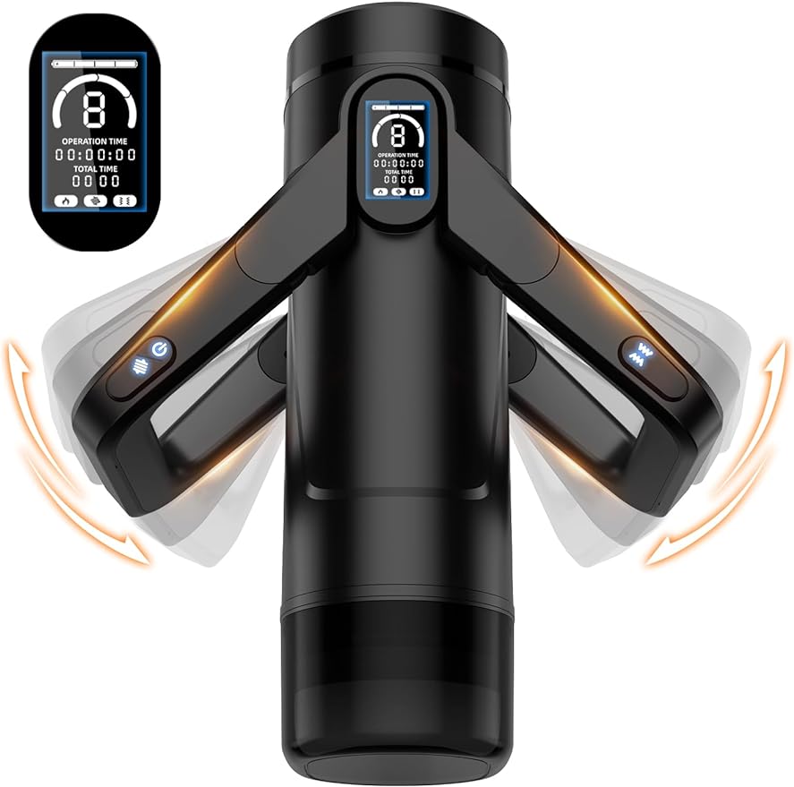 Automatic Male Masturbator Sex Toys for Men - Male Sex Toy with 9 Thrusting & 9 Scrotal Vibrations & Wing Handle Design with LCD Display Penis Pump. Pocket Pussy Sex Machine. Adult Sex Toys & Games - buysextoyth
