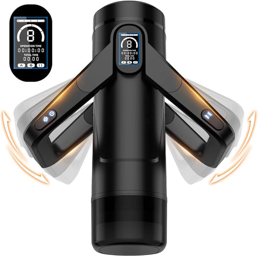 Automatic Male Masturbator Sex Toys for Men - Male Sex Toy with 9 Thrusting & 9 Scrotal Vibrations & Wing Handle Design with LCD Display Penis Pump. Pocket Pussy Sex Machine. Adult Sex Toys & Games - buysextoyth