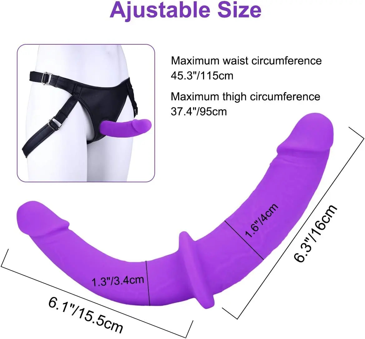 Harness Strap on Silicone Dildo Adult Sex Toy G spot Stimulator Detachable Double Dildos Vagina Massager Female Masturbator for Women Lesbian and Couples - buysextoyth