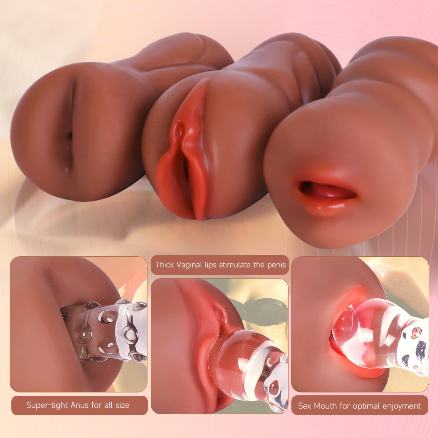 Sex Toys Male Pocket Pussies Sex Toy - Trio Pack of 3 Mouth Sex Doll. Vagina Blowjob Male Masturbator. Anal Flesh Light. Silicone Stroker for Mens Pleasure. Consoladores Sex Toys for Men - buysextoyth