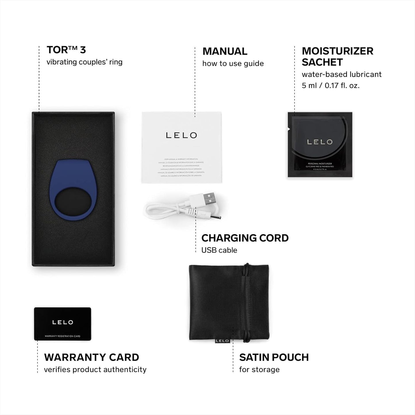 LELO TOR 3 Vibrating Penis Ring App Connected Adult Toy for Man and Woman. Couples Sex Toy with 8 Pleasure Settings for Enhanced Sensation. Silicone Cock Ring. Base Blue - buysextoyth