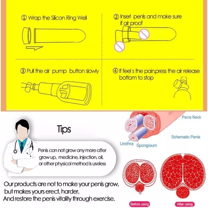 Manual Vacuum Penis Enlarger Penis Vacuum Pump - Penis Trainer Male Sex Toys for Penis Enlargement and Erection Improvement - with Penis Ring - buysextoyth