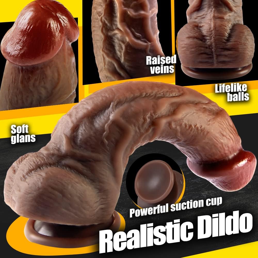 Lubisey 2.36'' Diameter Huge Thick Dildo for G-spot Stimulation Orgasm. Curved Shaft Big Black Dildos with Powerful Suction Cup. Silicone Realistic Dildo Vagina Anal Sex Toys for Women and Men 7.87'' - buysextoyth