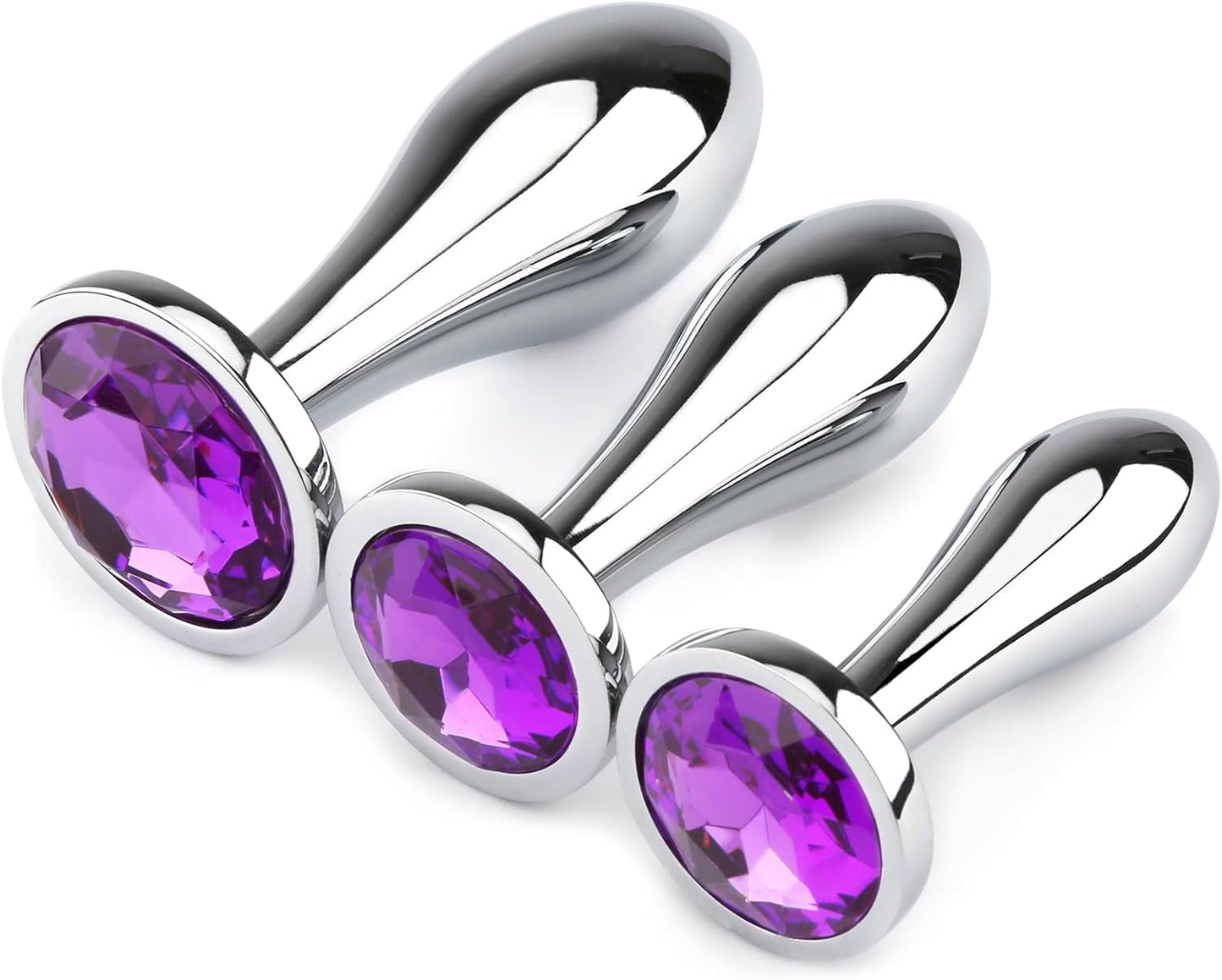 Anal Butt Plug. 3Pcs Set Metal Anal Butt Plug Sex Toy with Crystal Diamond Beginner Anal Toy for Adult Unisex (Pink) - buysextoyth