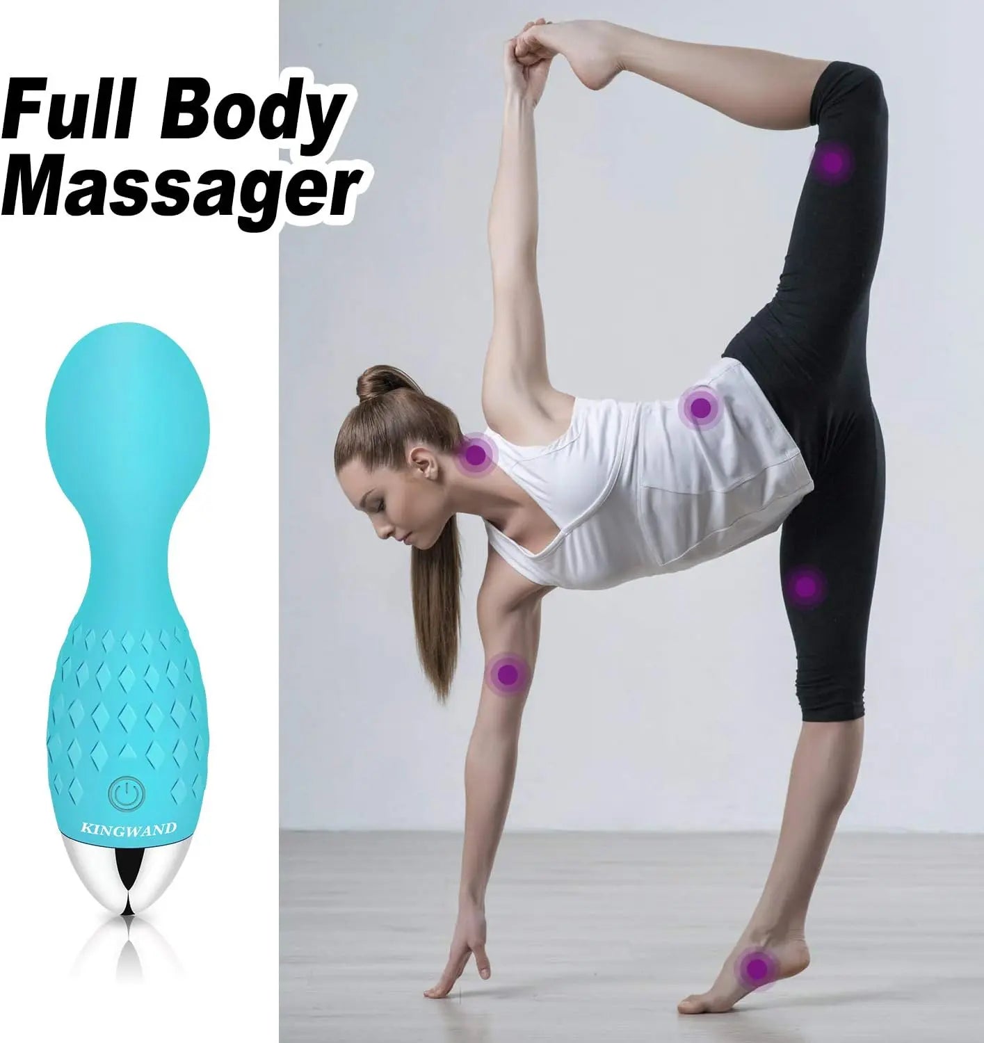 Mini Wand Massager - Portable Small Cordless Waterproof Handheld Massager for Body Hand Neck Foot Massage - Electric Rechargeable Powerful Vibrating (Blue) - buysextoyth