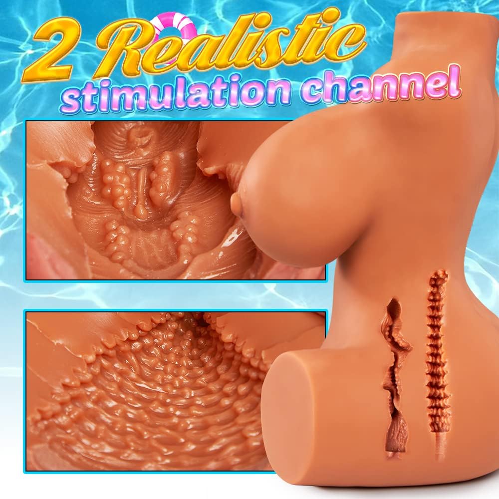 7.7LB Sex Doll. 3 in 1 Brown Big Boobs Pussy Ass Masturbator Toy with Realistic Vagina Anal. Lifelike Love Doll Pocket Pussy with Built-in Torso for Men Masturbation - buysextoyth