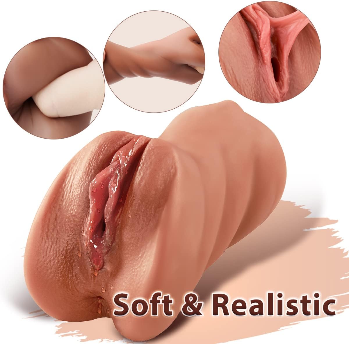 3 in 1 Pocket Pussy Male Masturbators with Lifelike Face. Sex Doll with Realistic Textured Mouth Vagina and Tight Anus. Masturbator Deep Throat Oral Adult Sex Toys for Men Masturbation (Brown) - buysextoyth