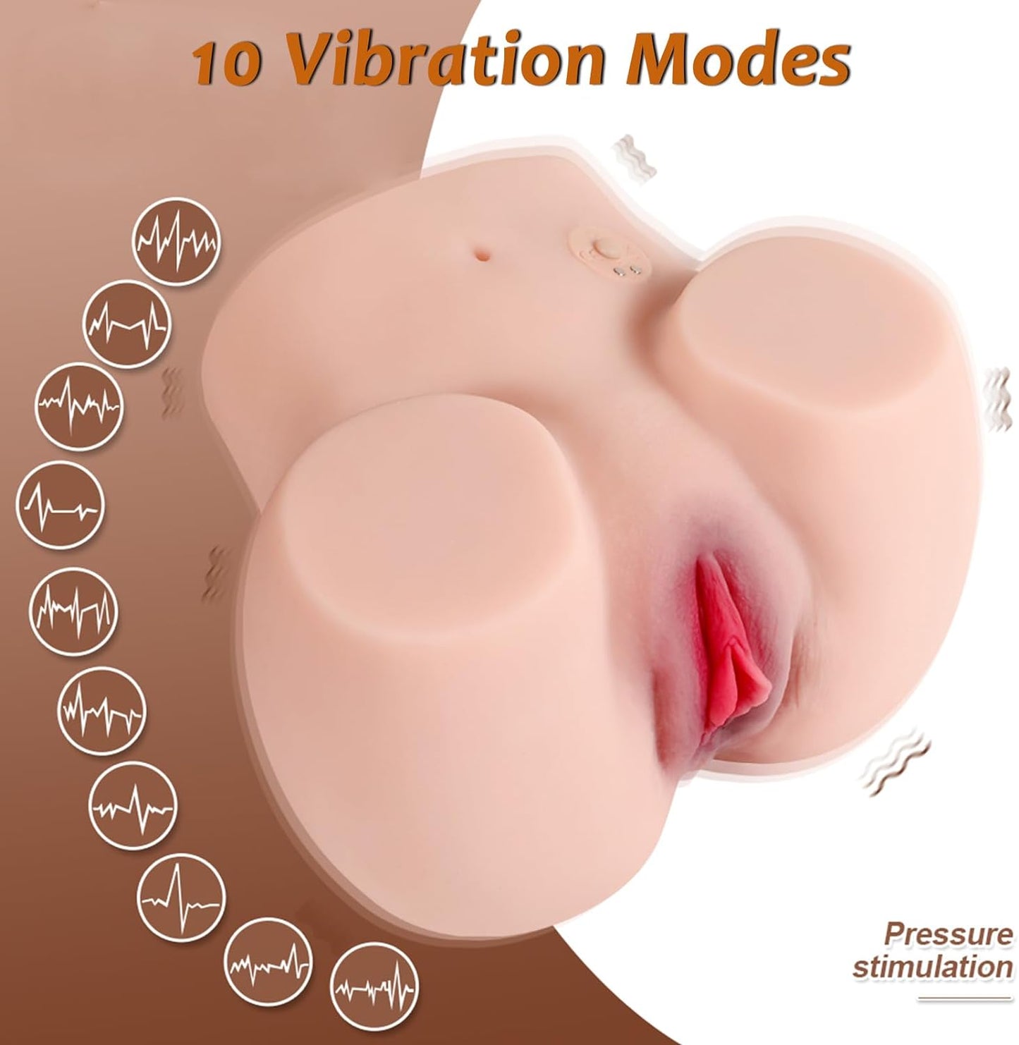Vibrating Sex Doll Torso - 2Kg Pocket Pussy Ass Male Stroker Adult Realistic Sex Doll Hands Free Stroker Soft Butt Toy for Men with 10 Vibration Modes Sex Dolls Adult Toys for Men Vagina Anal Sex - buysextoyth