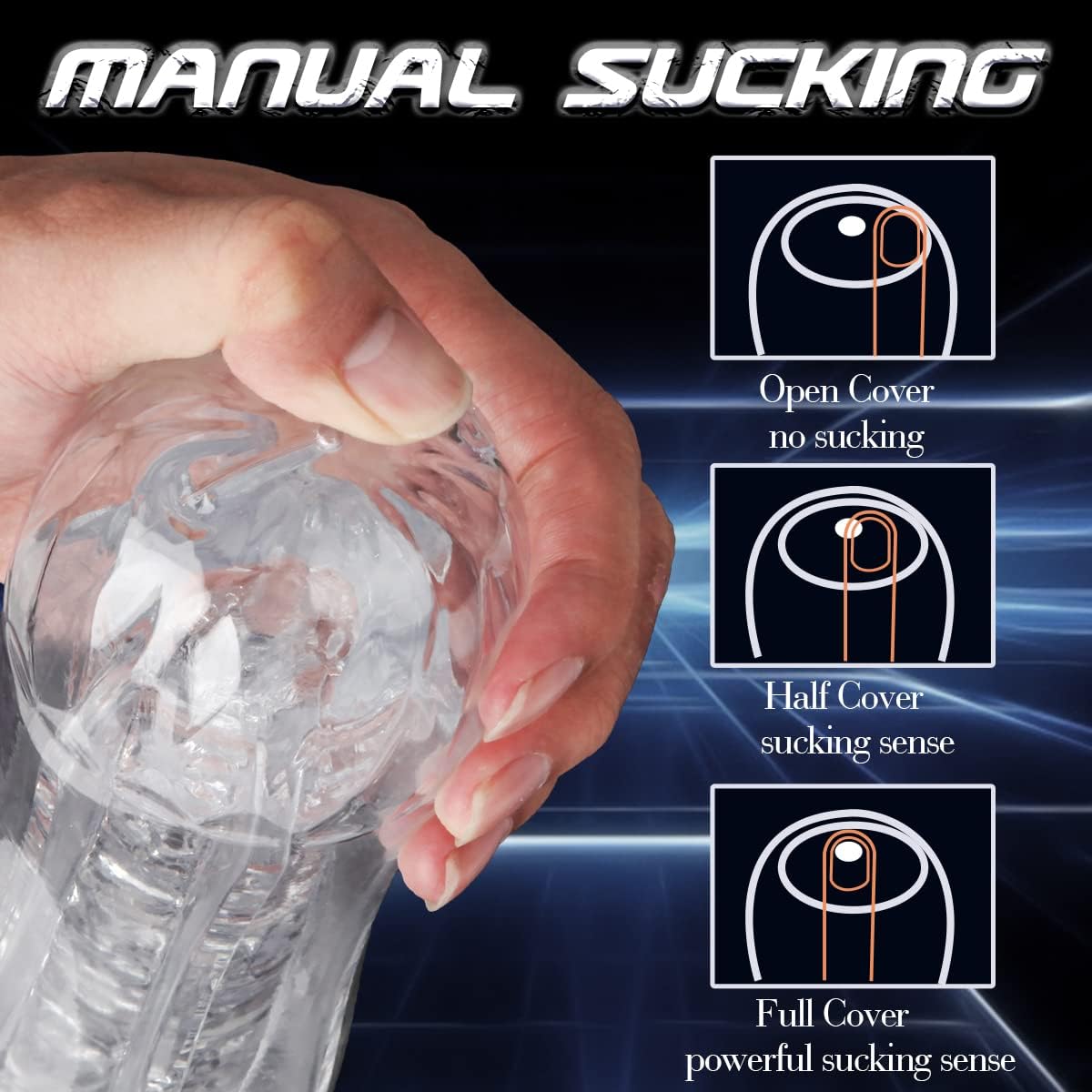 Manual Sucking Extrusion Male Masturbators. Portable Transparent Pocket Pussy Stroker with Vagina Textured Blowjob Sex Toys Penis TPE Masturbation Sleeve for Men - buysextoyth