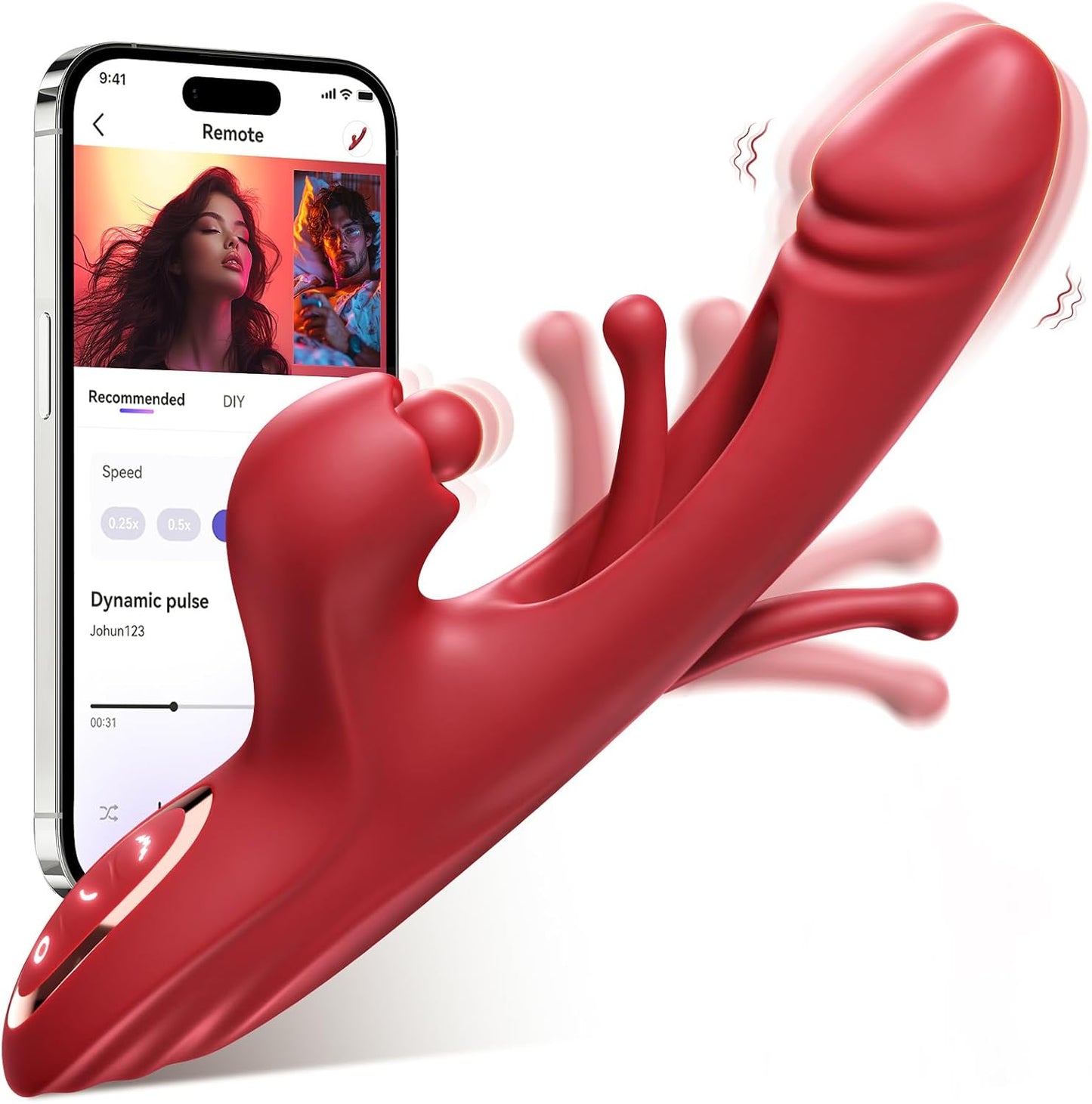 Vibrator Thrusting Dildo for Women Toendi G Spot Vibrator Clitoral Stimulator Sex Toys Dildos Vibrator with 10 Vibration 7 Thrust Mode with Licking. Rabbit Vibrators Adult Sex Toy for Women and Couple - buysextoyth