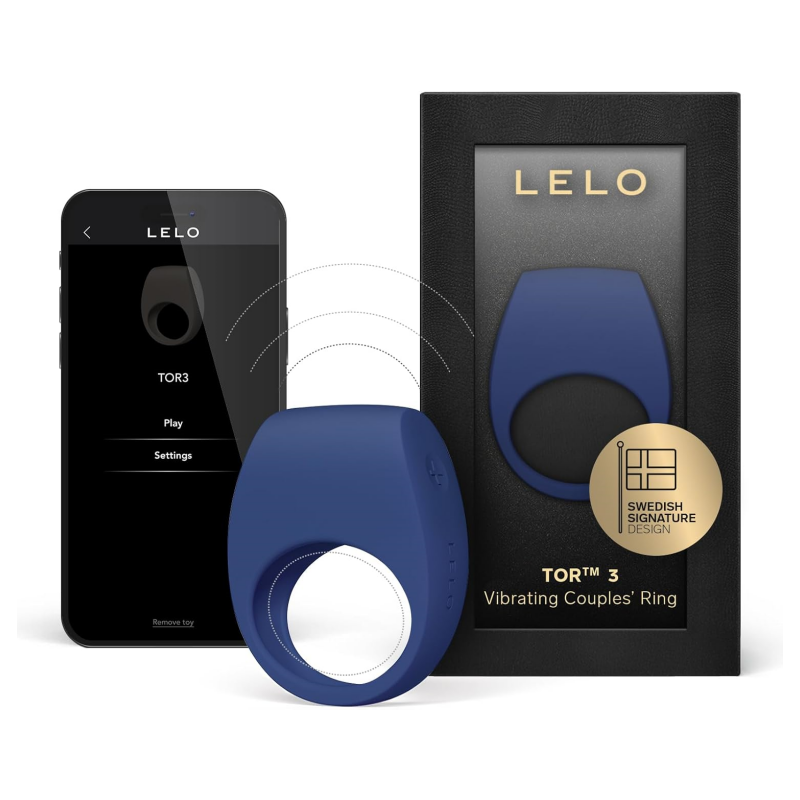 LELO TOR 3 Vibrating Penis Ring App Connected Adult Toy for Man and Woman. Couples Sex Toy with 8 Pleasure Settings for Enhanced Sensation. Silicone Cock Ring. Base Blue - buysextoyth