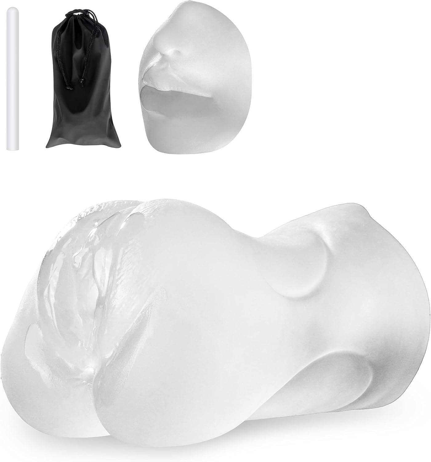 3 in 1 Male Masturbator Realistic Pocket Pussy with Drying Stick & Waterproof Storage Bag. Onahole Double-Ended Male Sex Toy Mouth Tongue Textured Vagina & Tight Anus for Men Masturbation(Clear) - buysextoyth