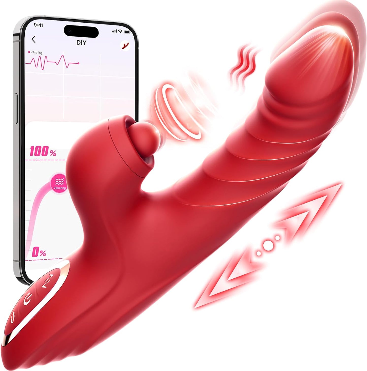 Vibrator Thrusting Dildo for Women Toendi G Spot Vibrator Clitoral Stimulator Sex Toys Dildos Vibrator with 10 Vibration 7 Thrust Mode with Licking. Rabbit Vibrators Adult Sex Toy for Women and Couple - buysextoyth