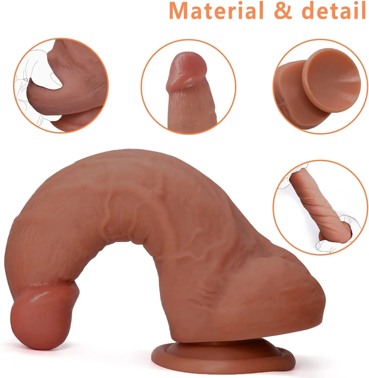 Sex Toy for Women 7 Inch Realistic Silicone Dildo.Body-Safe Material Strong Suction Cup Ultra Soft Lifelike Thick Anal Dildo for Men G spot Stimulator with Curved Shaft and Balls Throat Trainer - buysextoyth