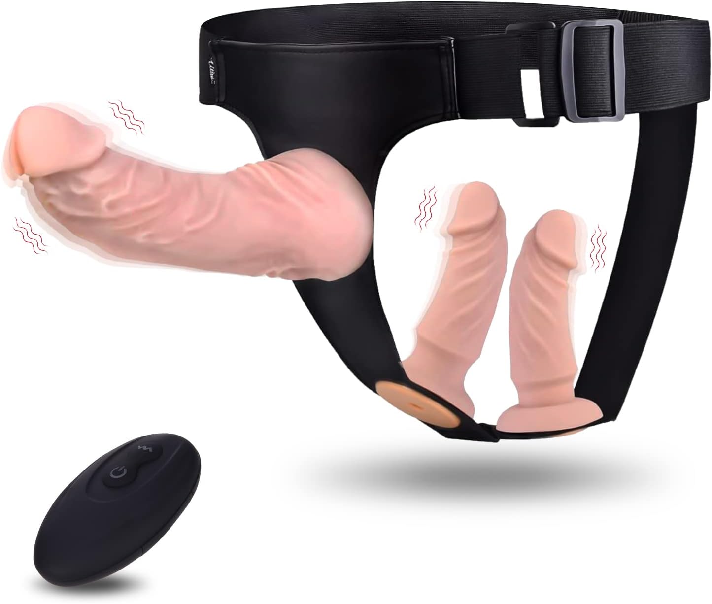 Harness Strap-On Vibration Realistic Dildos with 10 Strong Modes 2 Dildos Silicone Anal G-spot Stimulation Adjustable Strapless Sex Toys for Female Couple Lesbian | Remote Control - buysextoyth