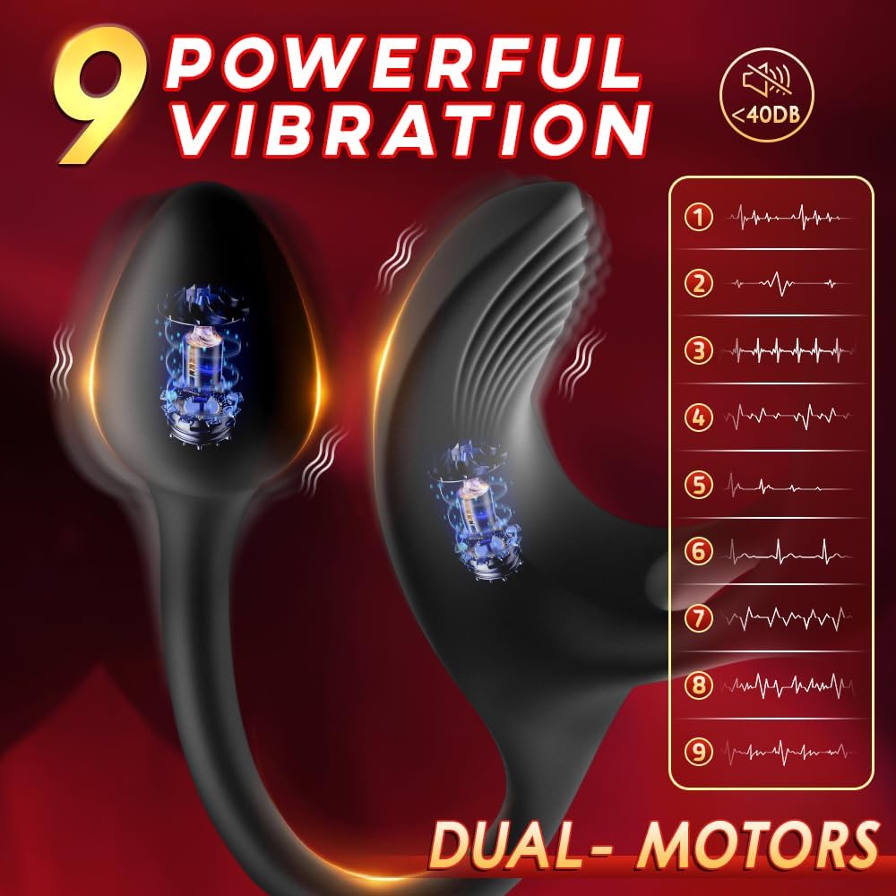 Vibrating Cock Ring Anal Plug with Prostate Massager. 4 in1 Taint Stimulator Penis Ring Vibrator Couples Adult Sex Toys for Men. Remote Control Anal Butt Plug Vibrator for Male Sex Toy Couple - buysextoyth
