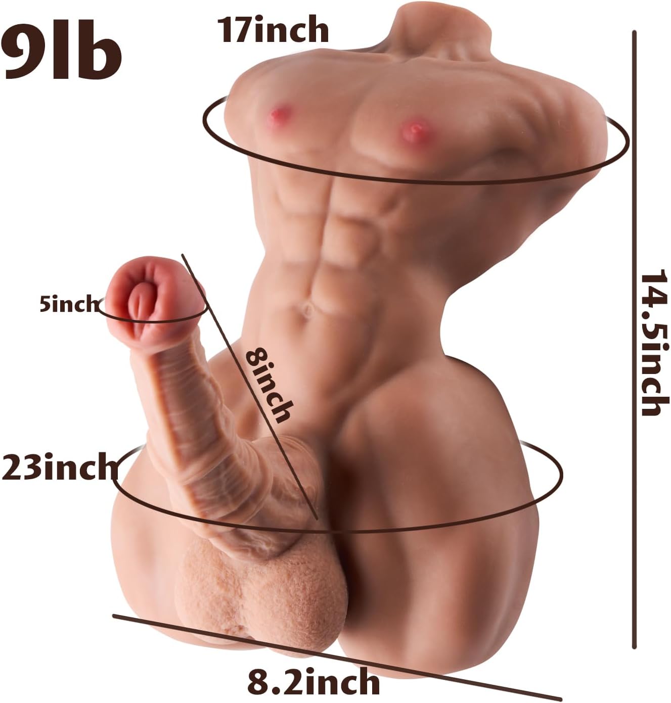 Sex Doll Muscular Men Torso Realistic Large Dildo Masturbator. Lifelike Thick Horse Big Dildo Sex Dolls with Big Butt Anal masturbators. Adult Couples Sex Toys (Brown) - buysextoyth